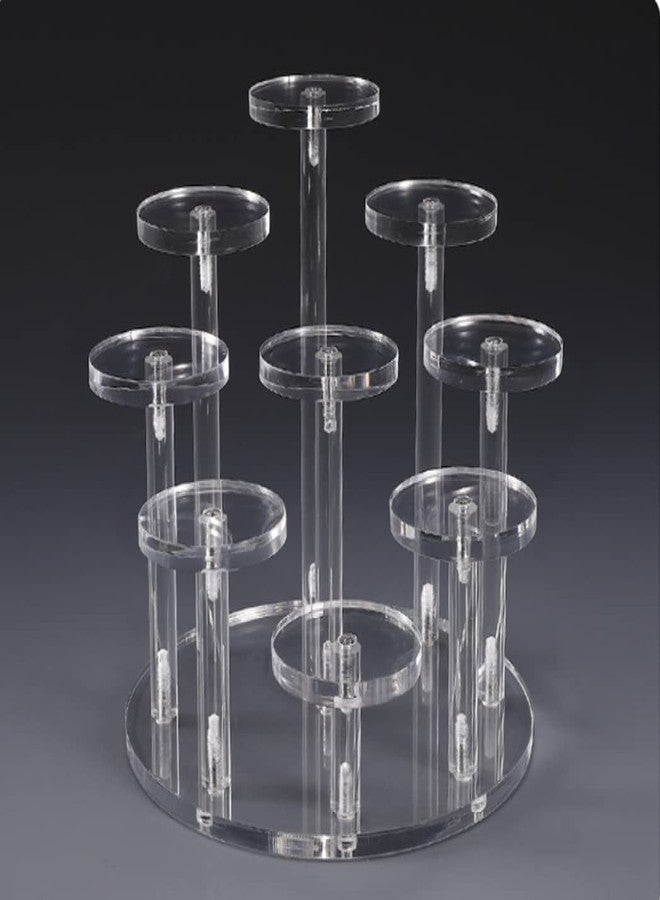 Fengtaike 9 Tier Acrylic Riser Action Figure Display Stand, Round Acrylic Jewelry Ring Display Stand fit for 2 inches Wide Small Figure - Image 3